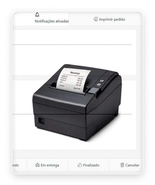 Pedido recebido, notificação e impressão
